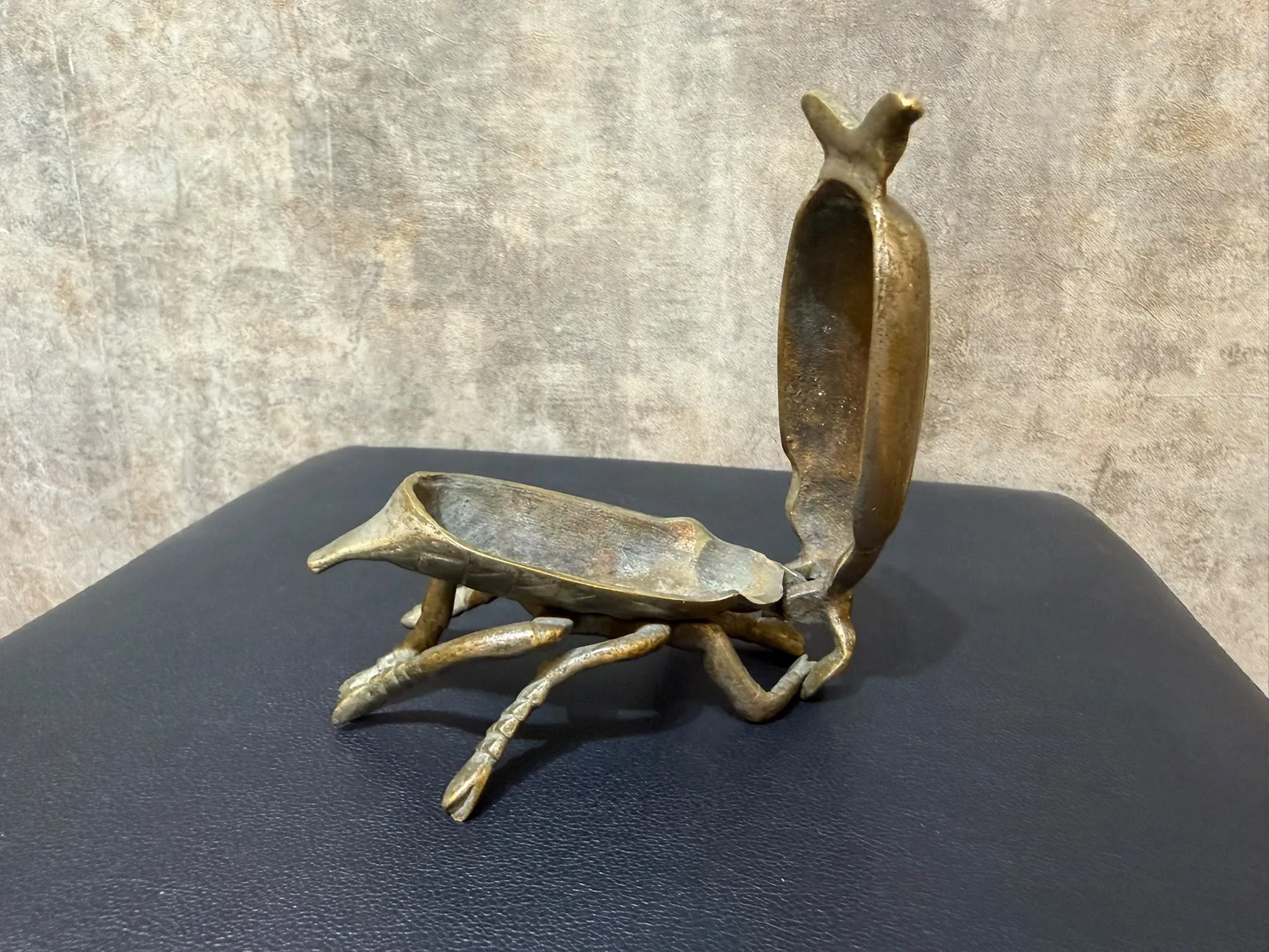 Brass Beetle Ashtray, Hinged Insect Figurine with Lift Up Wing Case