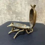 Brass Beetle Ashtray, Hinged Insect Figurine with Lift Up Wing Case