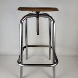 Industrial metal and wood stool