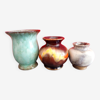 lot de trois petits vases en céramique, West Germany Vintage