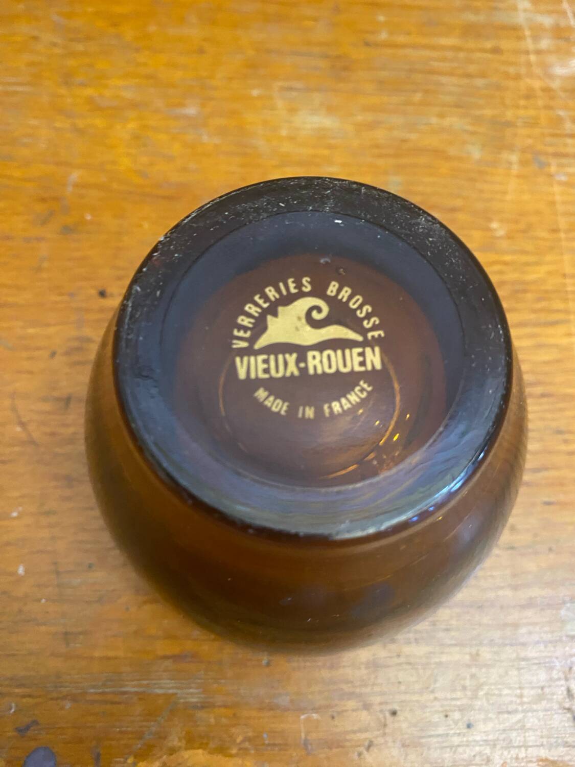 Antique Ashtray Glassware BRUSH Old Rouen Molded Glass France Vintage