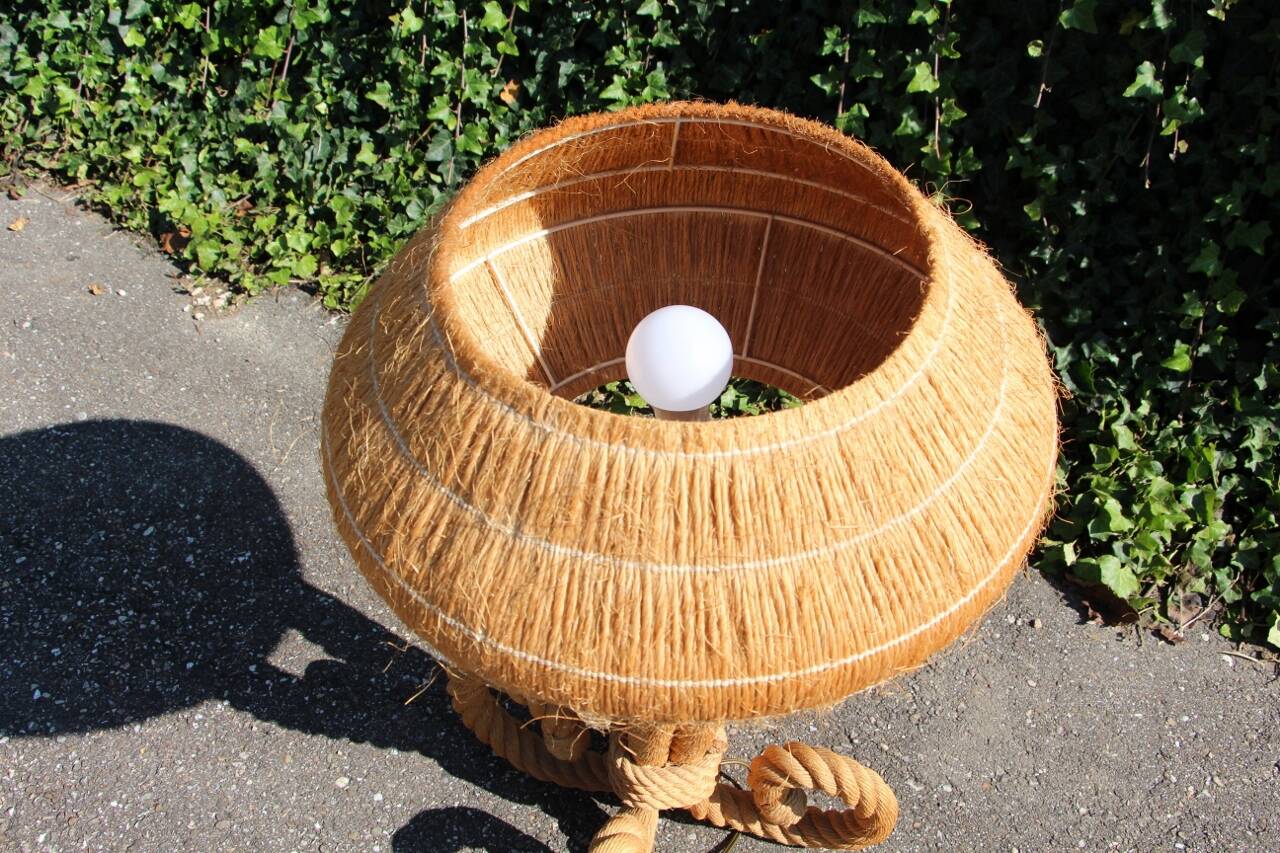 large rope and raffia lamp