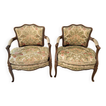 Pair of convertible armchairs, Lous XV style bergères