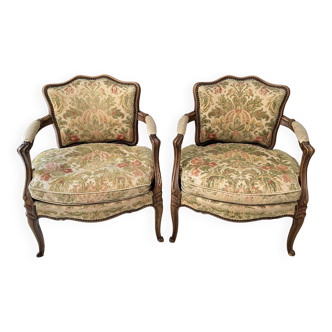 Pair of convertible armchairs, Lous XV style bergères