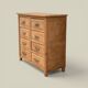 Art Deco chest of drawers in raw solid wood with 8 drawers.