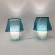 Set of 2 vintage table lamps Ikea Gavik mushroom blue glass