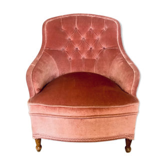 Pink velvet toad armchair