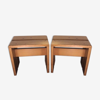 Pair of stools Les Arcs by Charlotte Perriand 1970