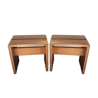 Paire de tabourets Les Arcs par Charlotte Perriand 1970