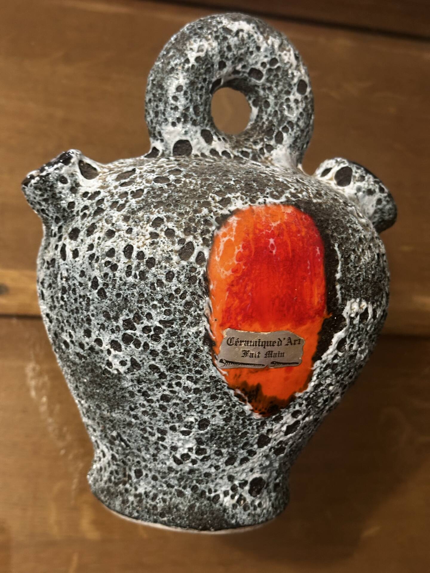 Mediterranean in glazed lava ceramic, France, 1970s.