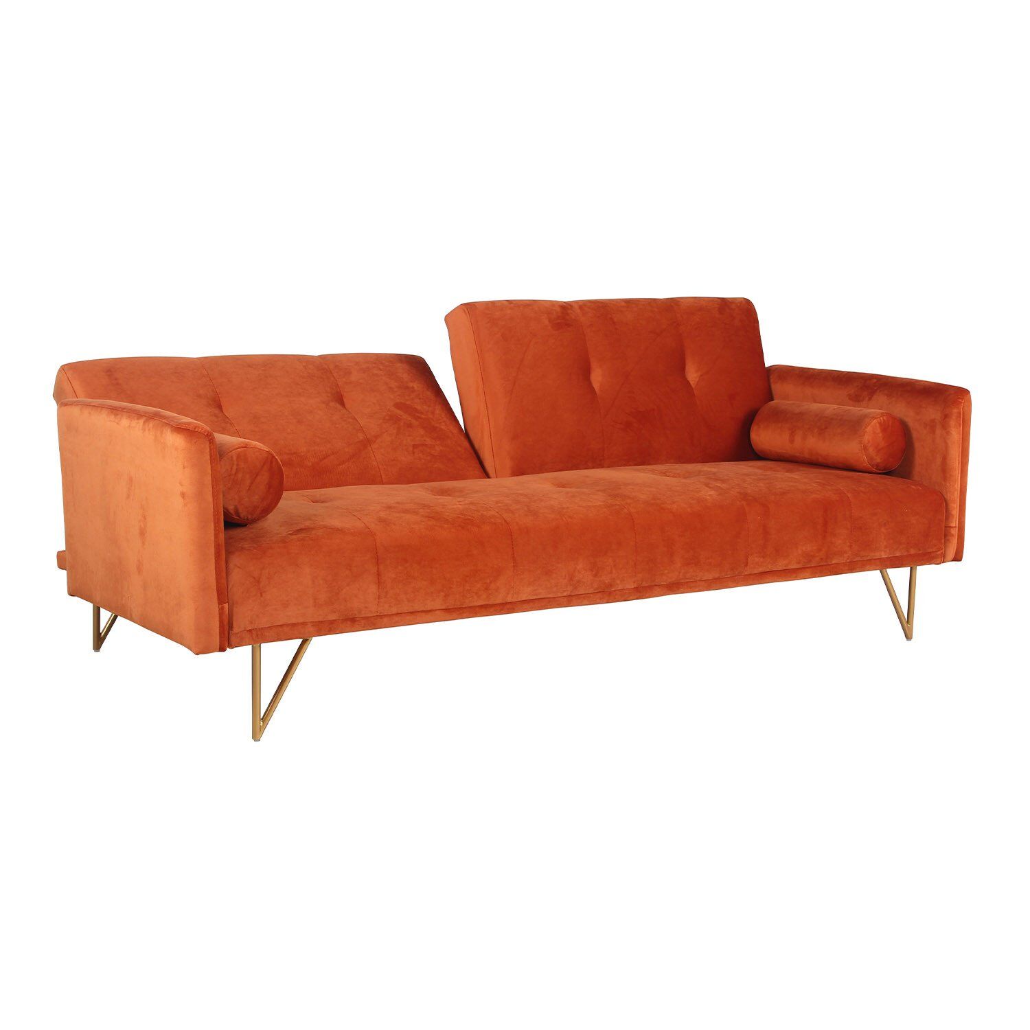 Orange velvet bed bed