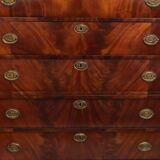 Commode Chiffonnière Ancienne en Acajou Flammé sur Chêne XIXe Siècle