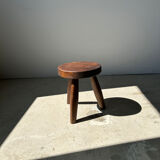 Brown solid wood stool flat circular seat
