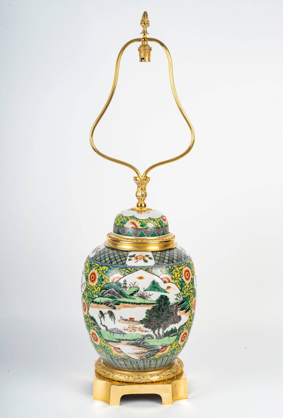 Samson Porcelain Lamp in Chinese Style, 19th Century