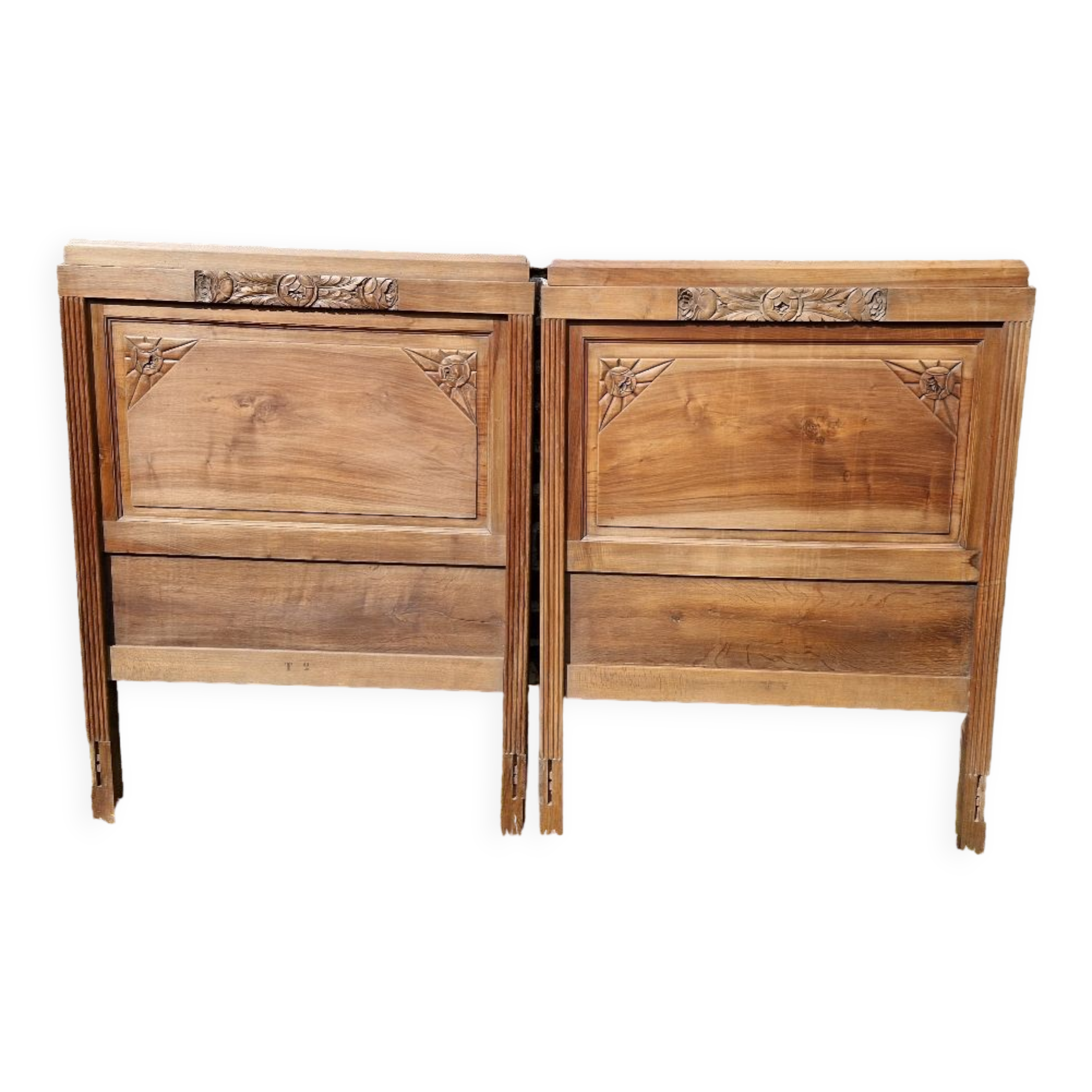 Pair of walnut headboard