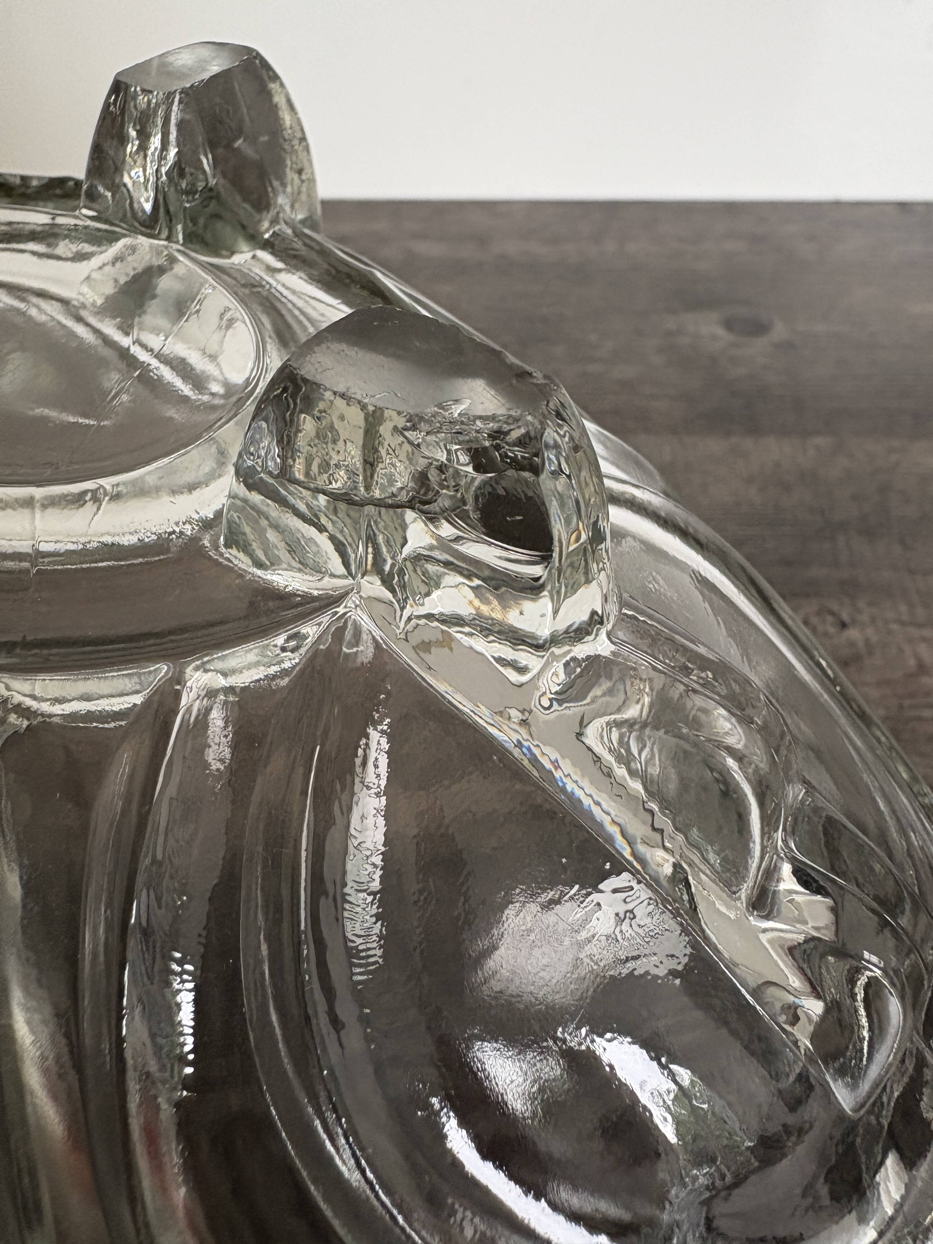 Vintage molded pressed glass bowl on foot