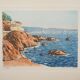 René Ligeron: Mediterranean, seaside house, signed original engraving.