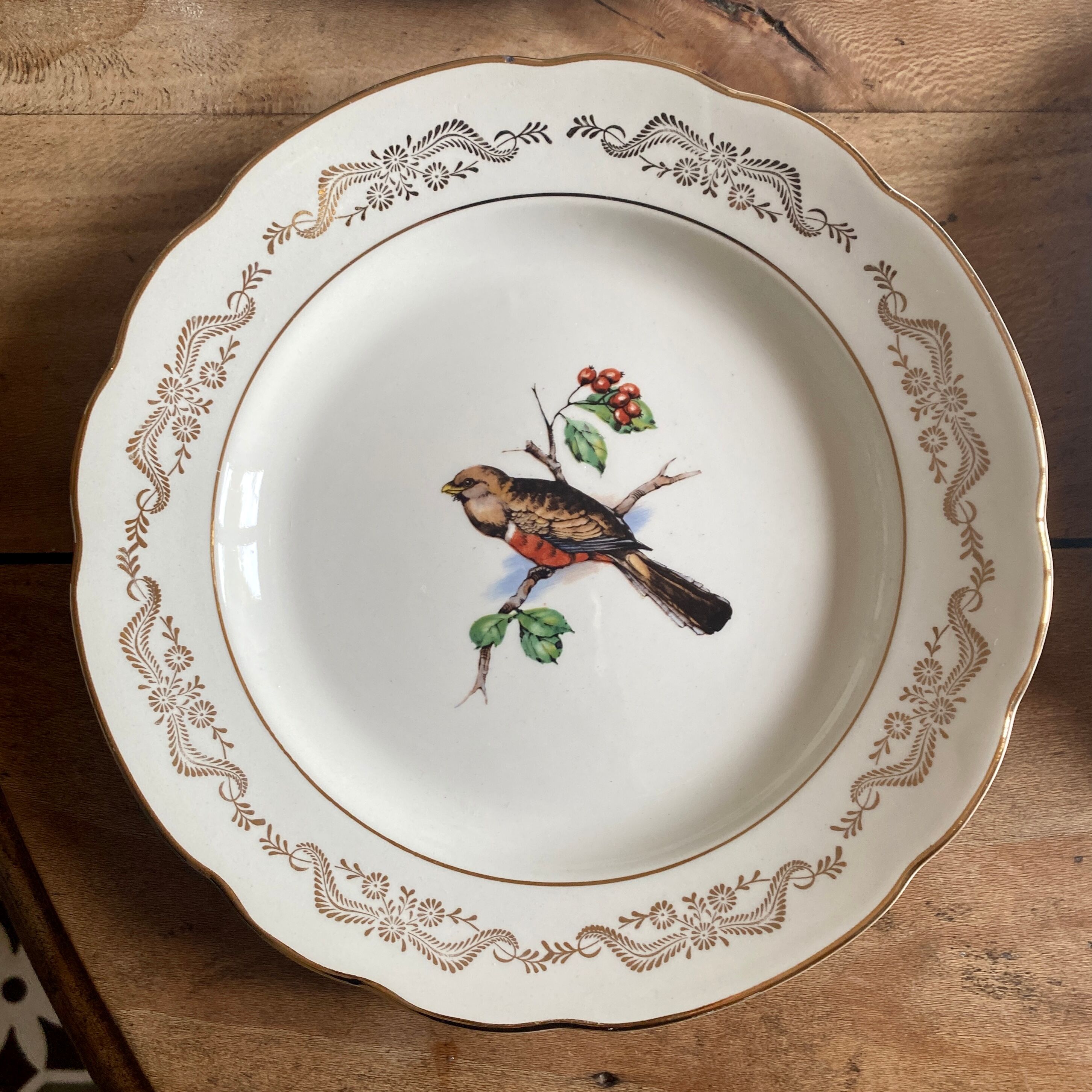 Set of 6 flat plates vintage model Moineaux de Paris de Gien