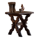 Brutalist oak desk from the mid-century, made in France in the 1950s.