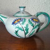 Vallauris ceramic teapot signed R. Rouma decorated with wild flowers