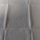 Pair of antique cotton damask napkins with AC monogram