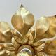 1970s 1980s Hollywood Regency Masca Gold Leaf Metal Flower Wall Sconce