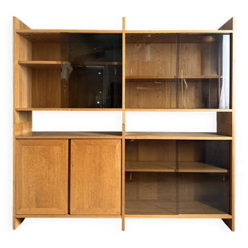 Vintage display cabinet set in solid oak.