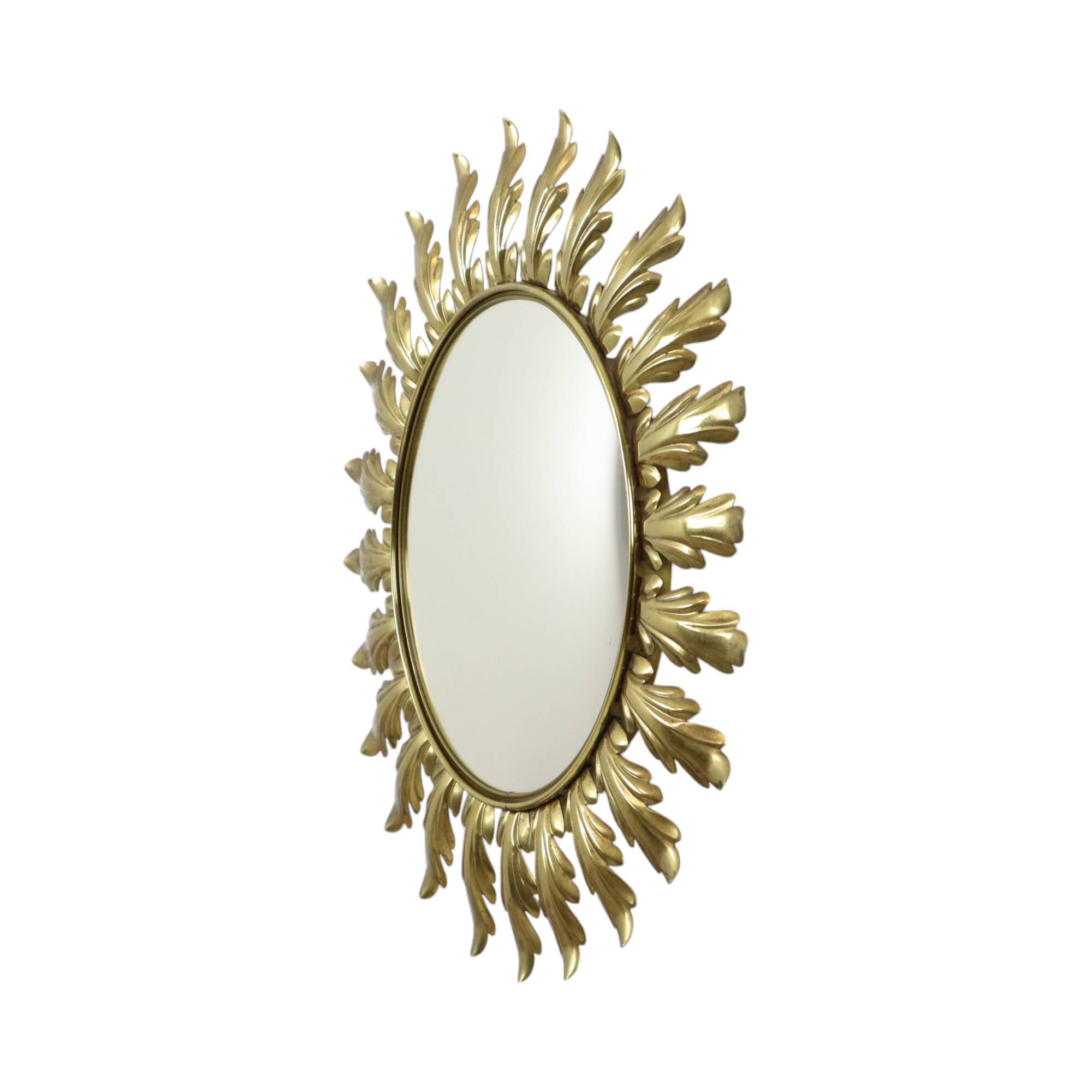 Mid Century Copper Plated Metal Sun Mirror Deknudt Convex 50cm