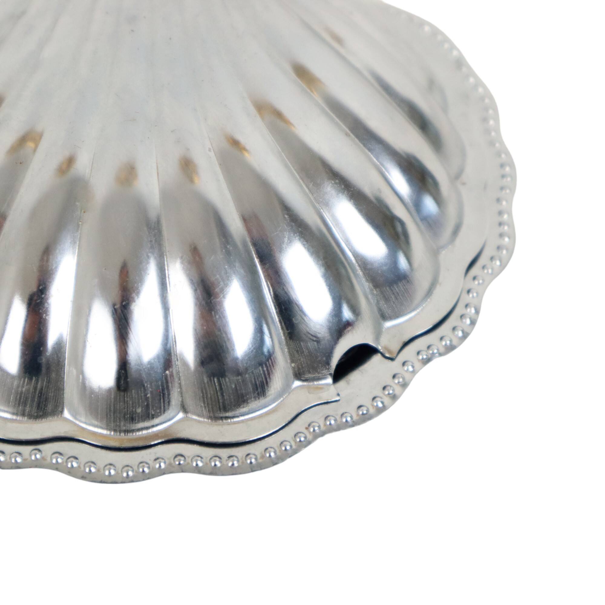 Shell Butter Bowl Caviar Holder Chrome Blue Glass Vintage