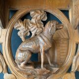 Black Forest carved wooden wall console, dog decor, folk art circa 1900