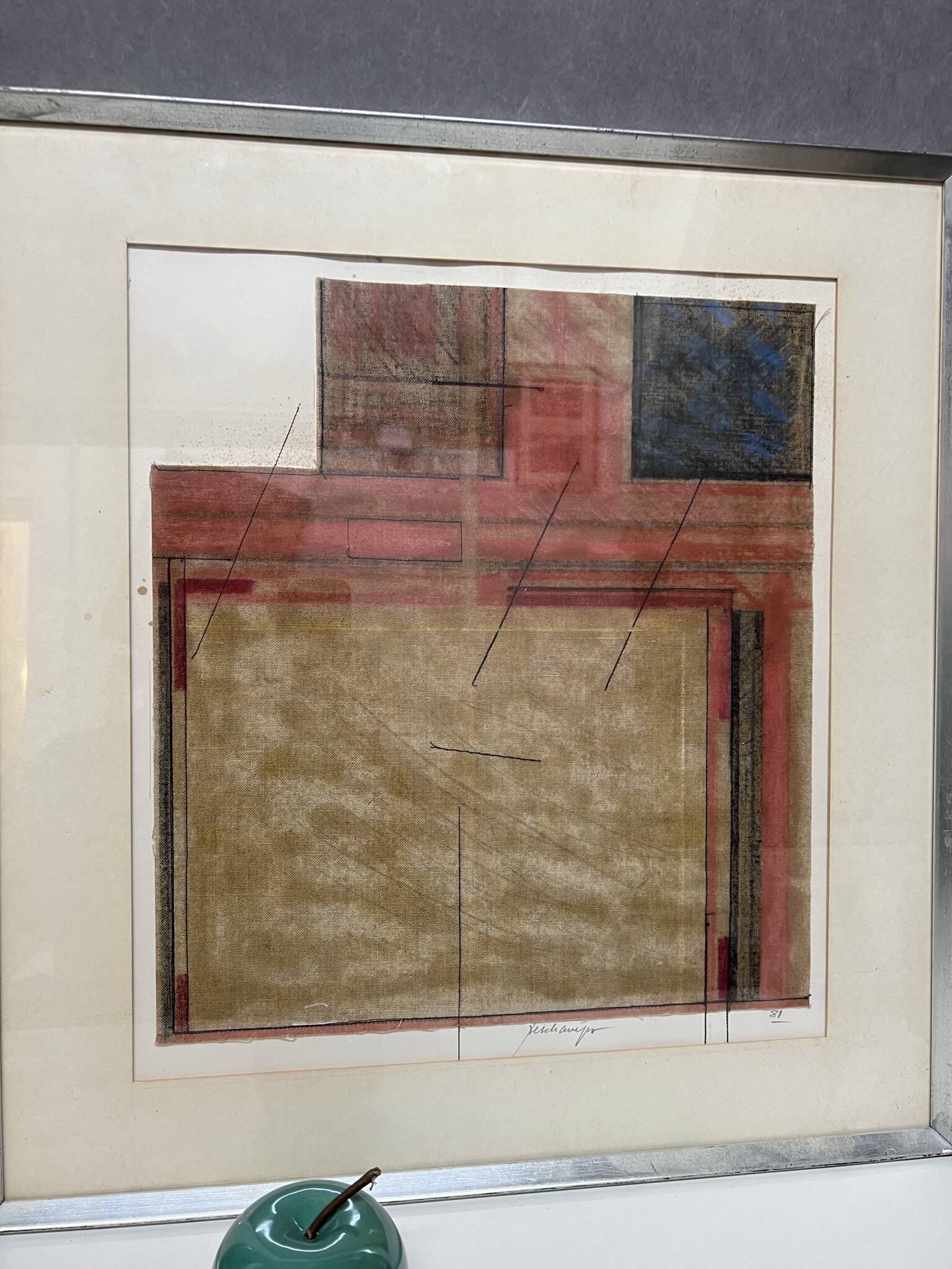 Work by Gérard Dechamps, painting using sewing and chalk techniques