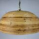 Midcentury Pencil Reed, Rattan, Bamboo and Brass Pendant Hanging Lamp, 1970