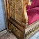Monumental Gothic style bench in solid oak and patinated plaster circa 1800 / length 282 cm