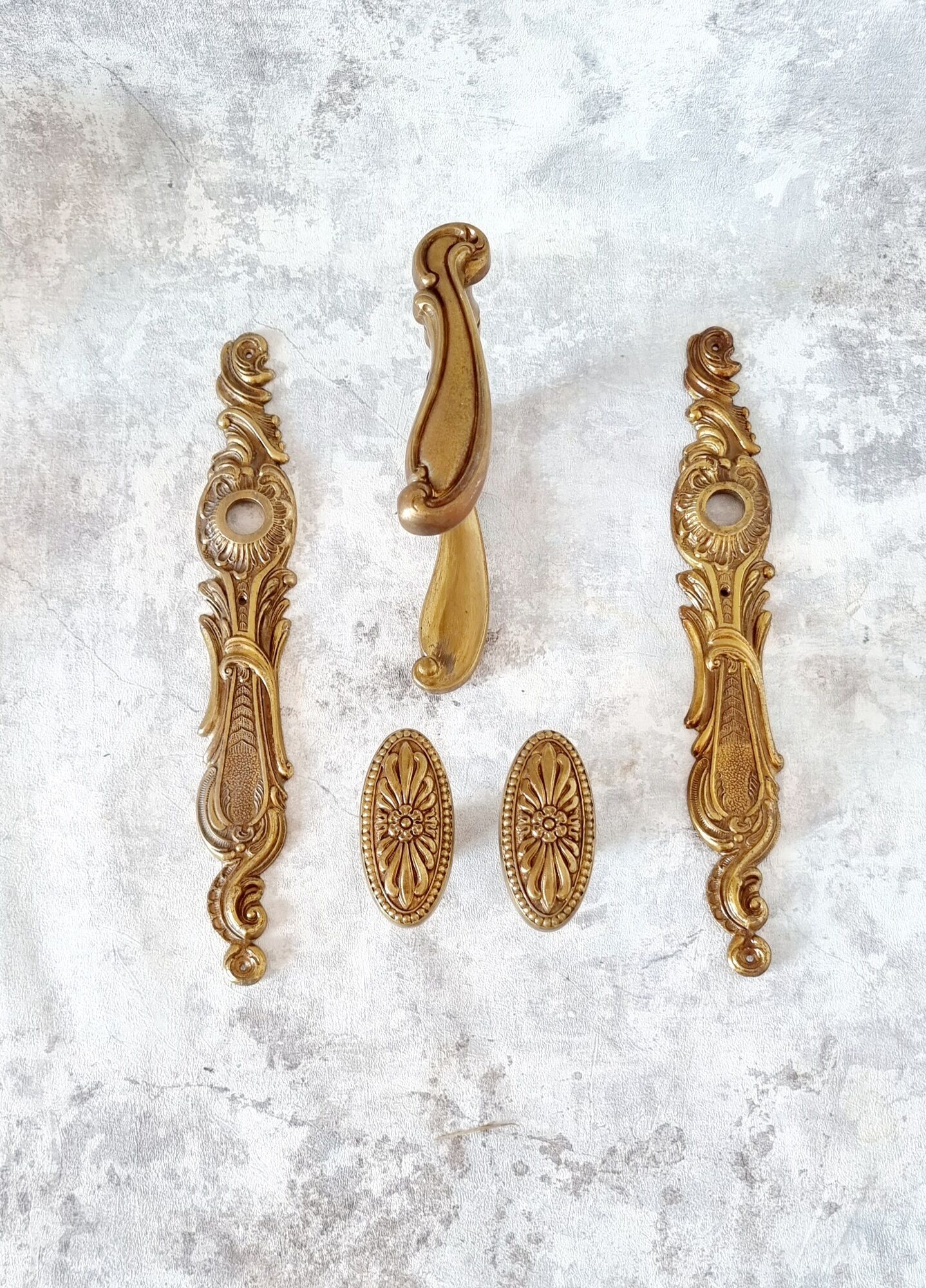 Door handle hardware and 2 French bronze furniture handles