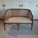 2-seater bamboo cane bench in vintage white imitation leather