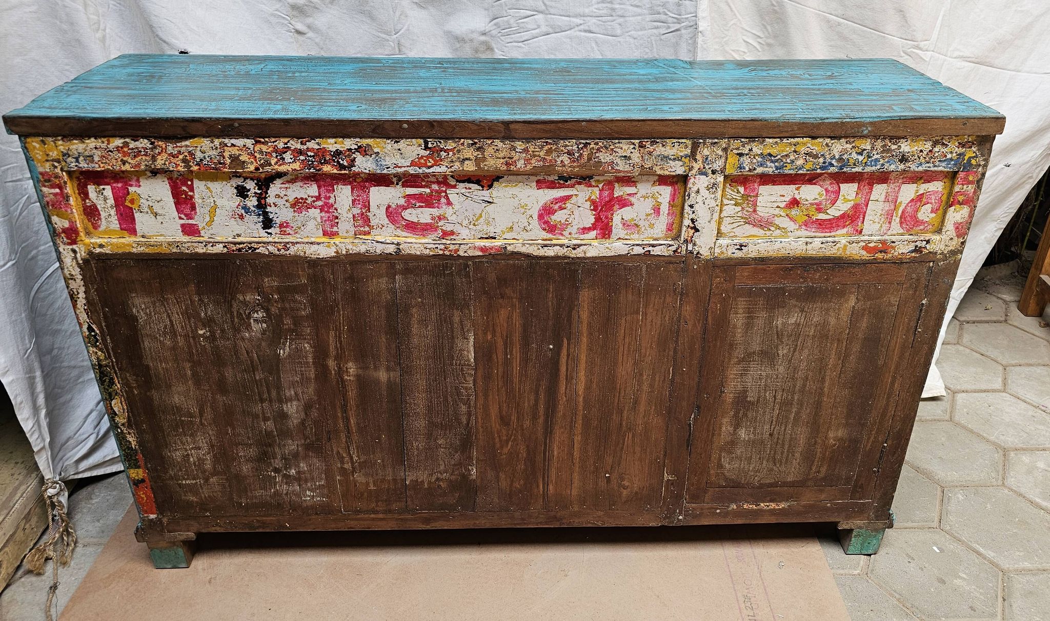 Old merchant's counter in Burmese teak.