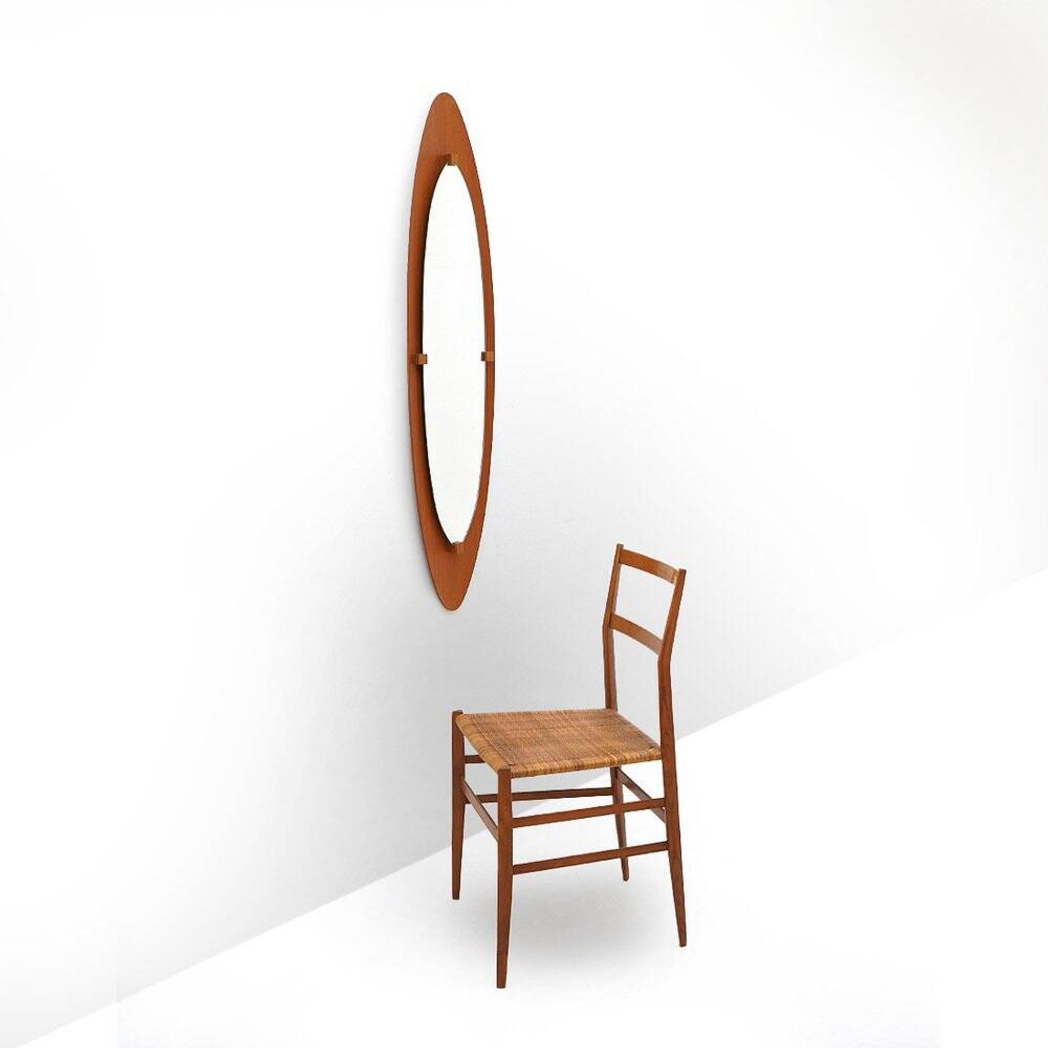 Miroir avec cadre en contreplaqué courbé, années 1960