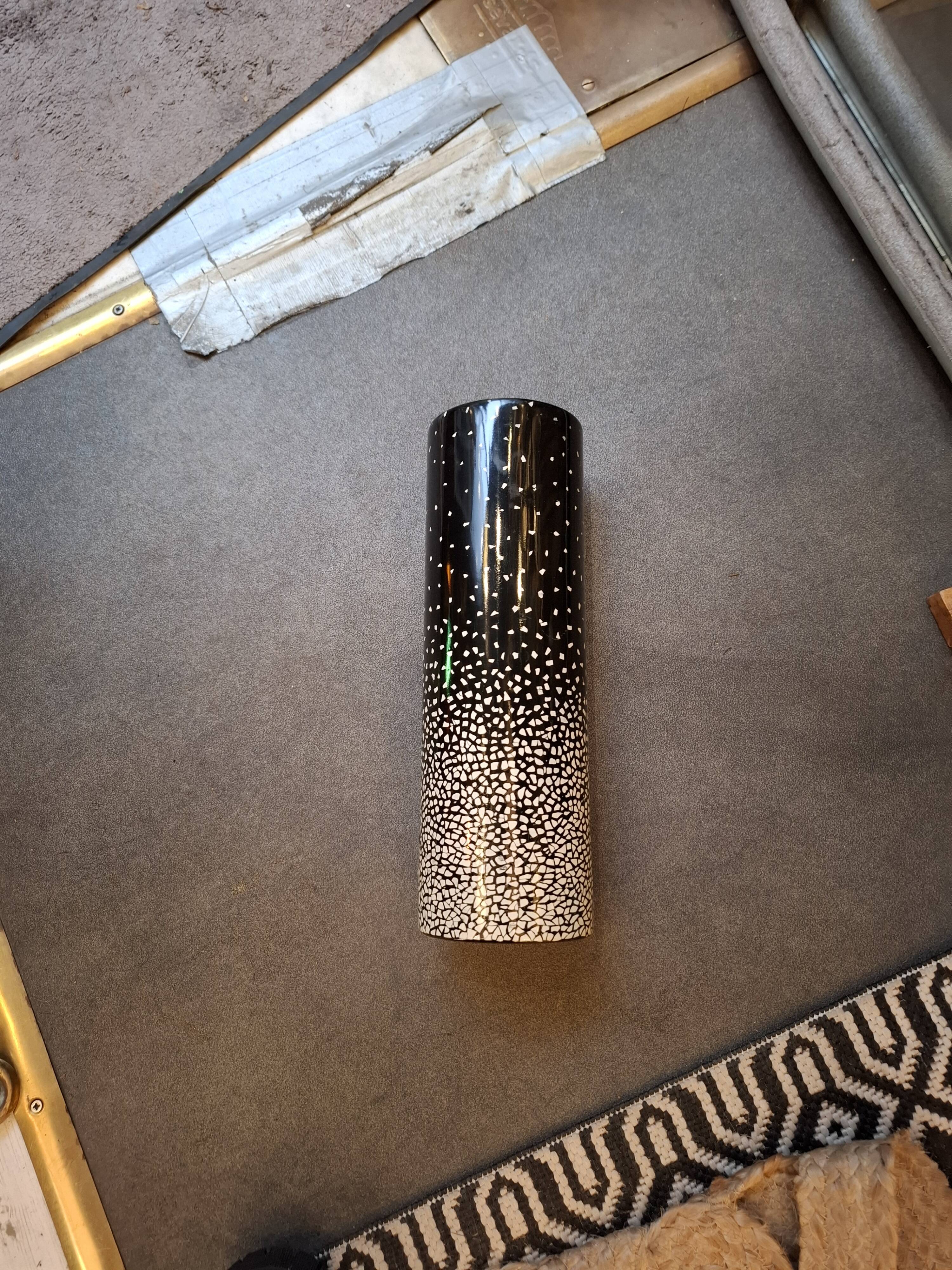 Contemporary decorative vase in lacquered wood