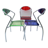 Trio of 3 Vintage Plexiglas and Chrome Chairs 1980’s