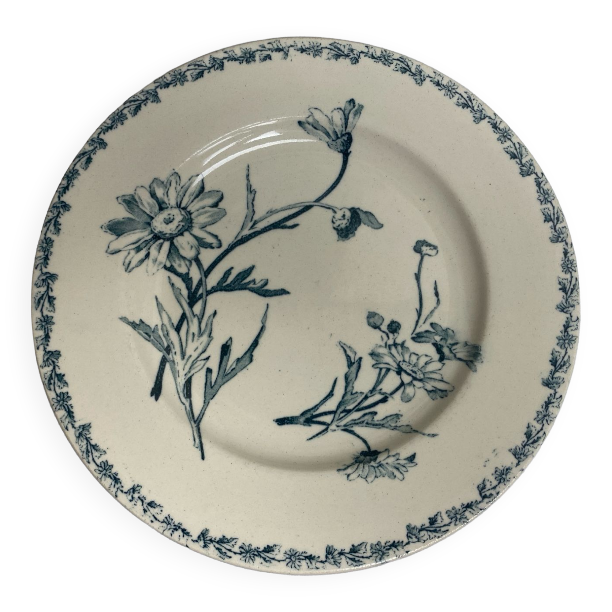 Iron earth dessert plate Marguerite model, KetG Luneville