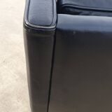 Vintage black leather scandinavian wingback chair Lulu Stouby