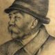 Drawing old lead mine A.M Portrait Man Moustache