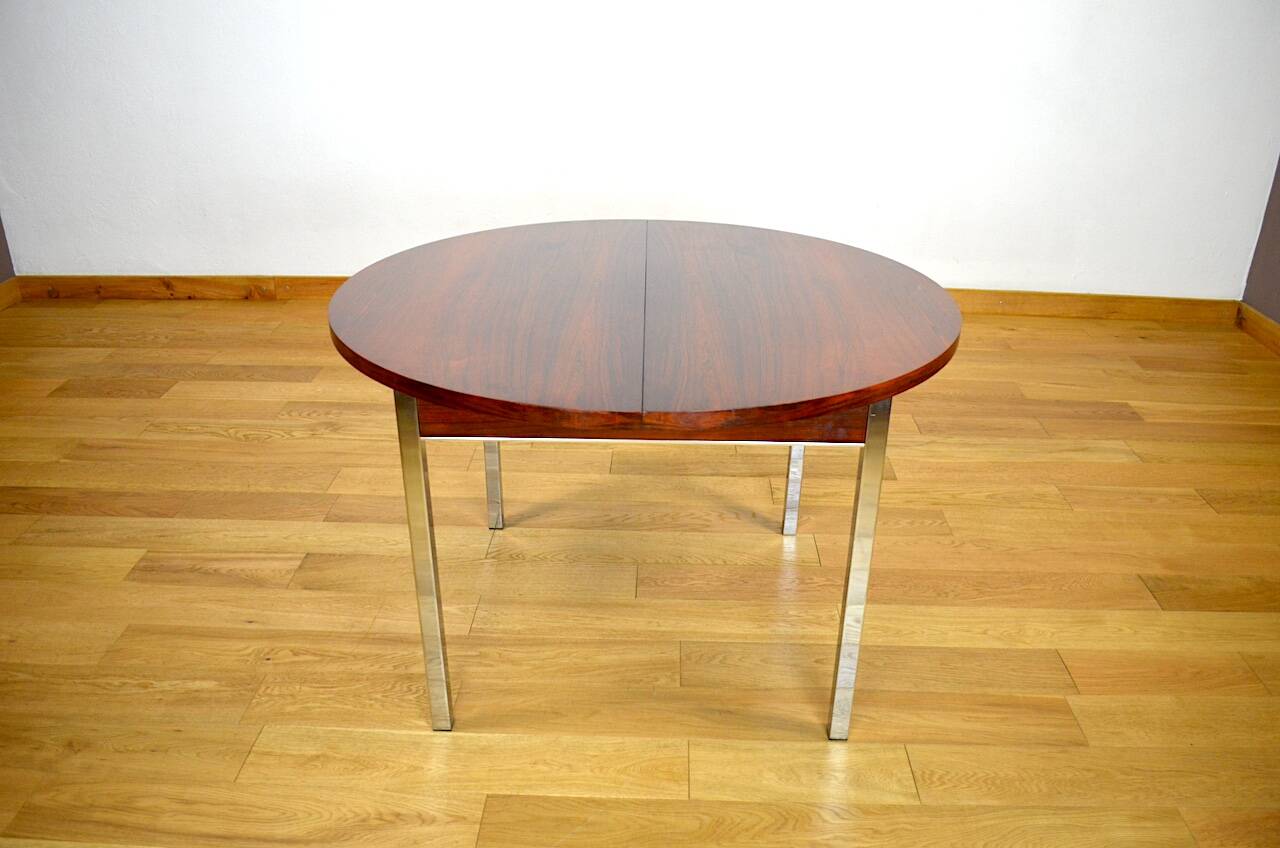 Table de repas en palissandre et chrome 1960
