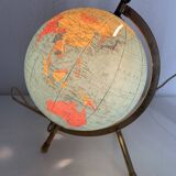 Vintage 1970s Taride tripod globe with gilded glass world map - 23 cm