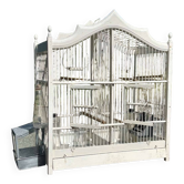 1950s wooden and metal birdcage with period accessories