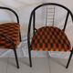 Duo de fauteuils vintage métal et velours