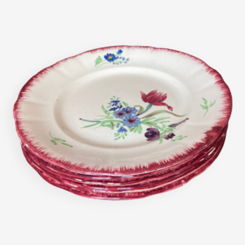 6 dessert plates decorated with field flowers