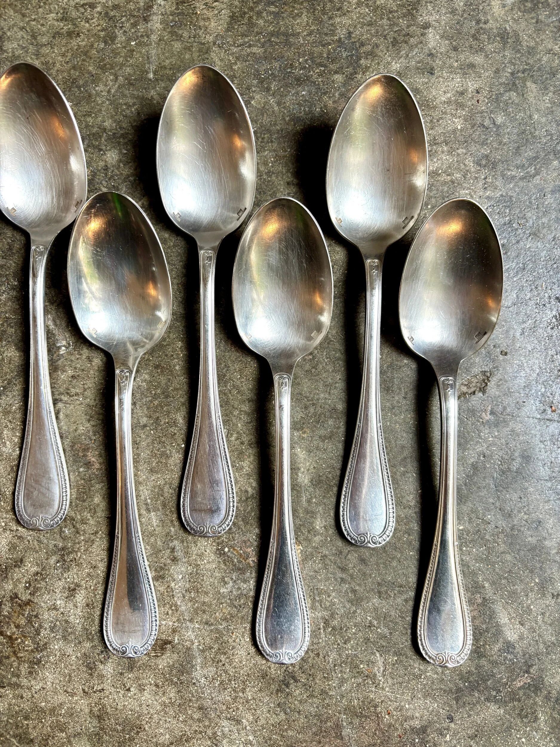 6 Christofle silver-plated tablespoons, "Malmaison" service.