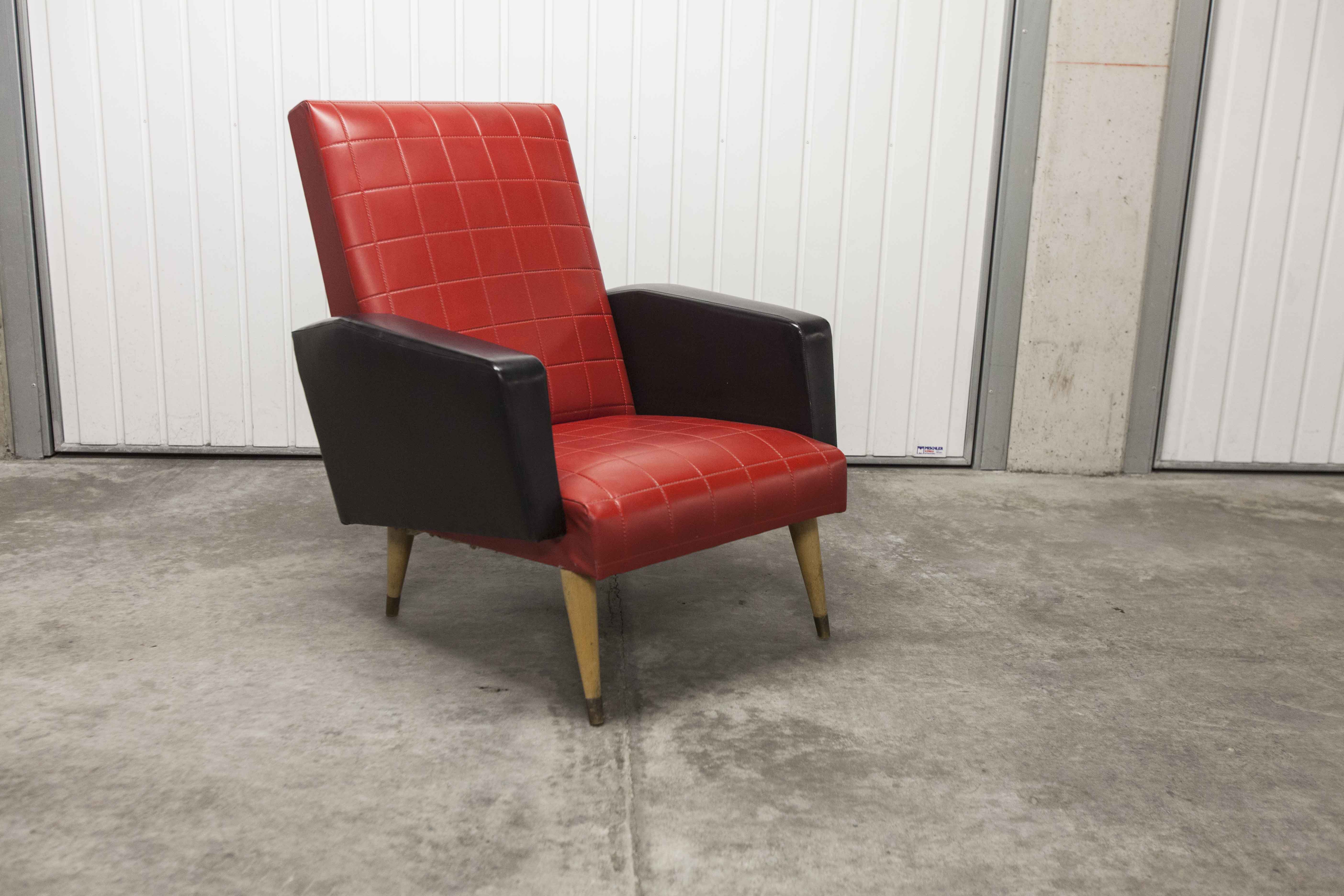 Paire de fauteuils rockabilly pieds compas 60