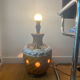 Mid-century perforated ceramic lamp